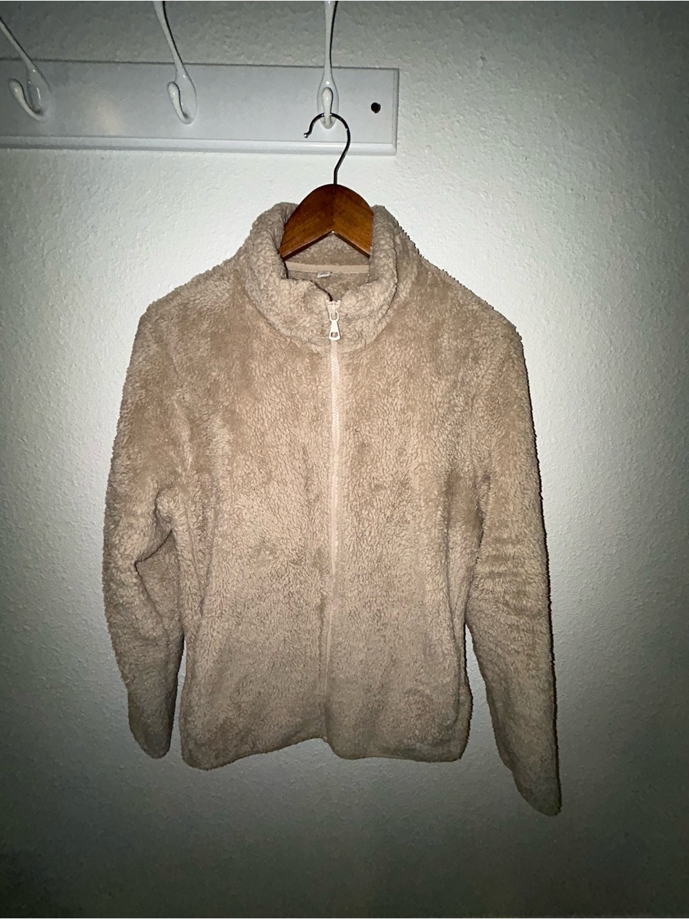 L.L. Bean Plush Full-Zip Teddy Jacket - Beige